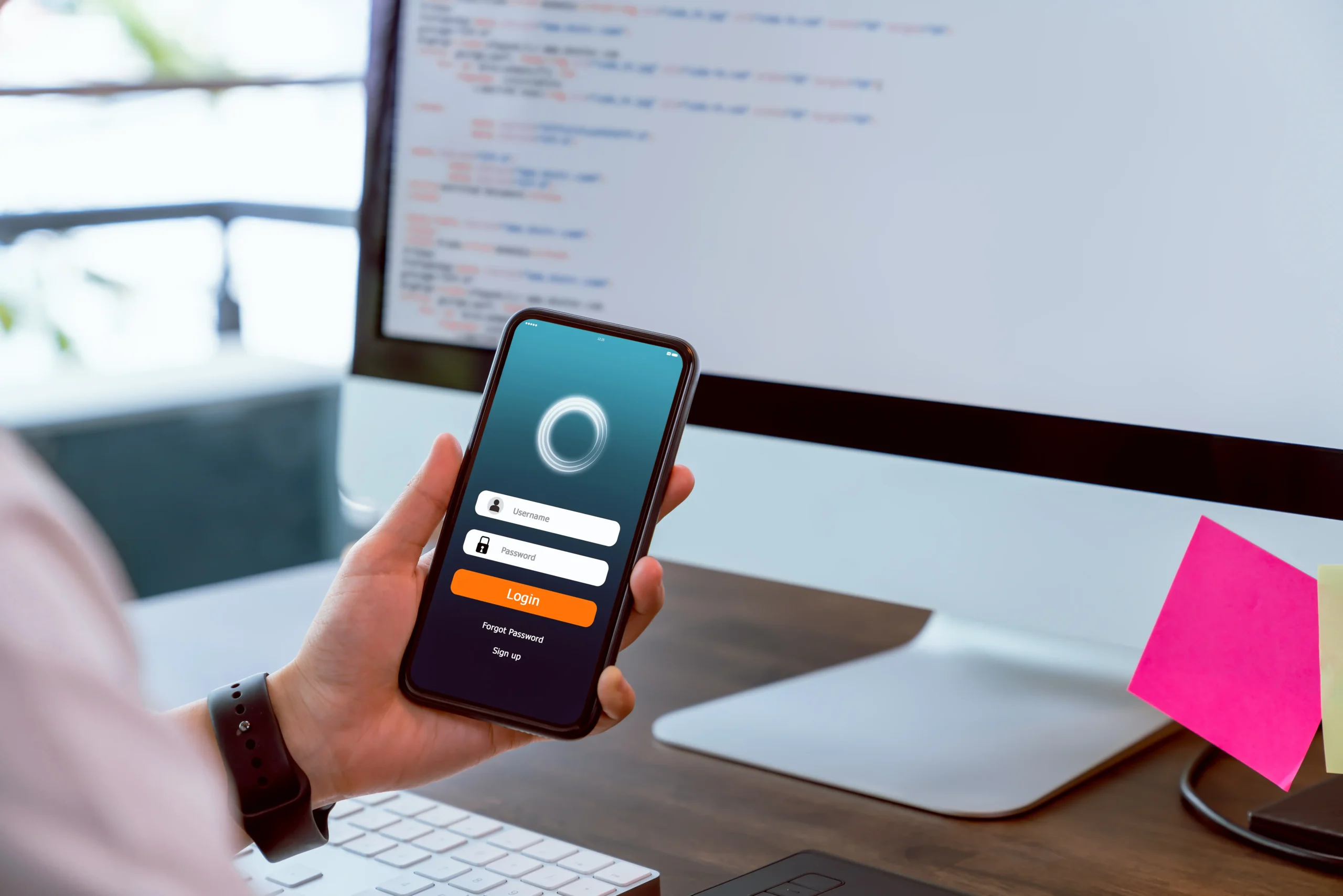 Designer testing a website on mobile before launch